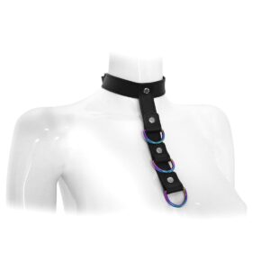 Leather Collar Connecting Strap Rainbow