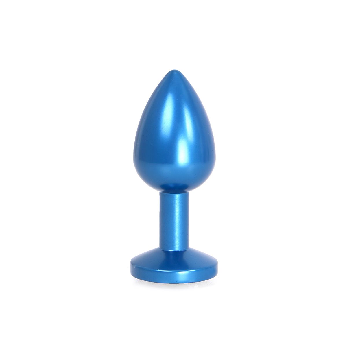 Aluminium Buttplug Blue with Clear Gem - Afbeelding 3