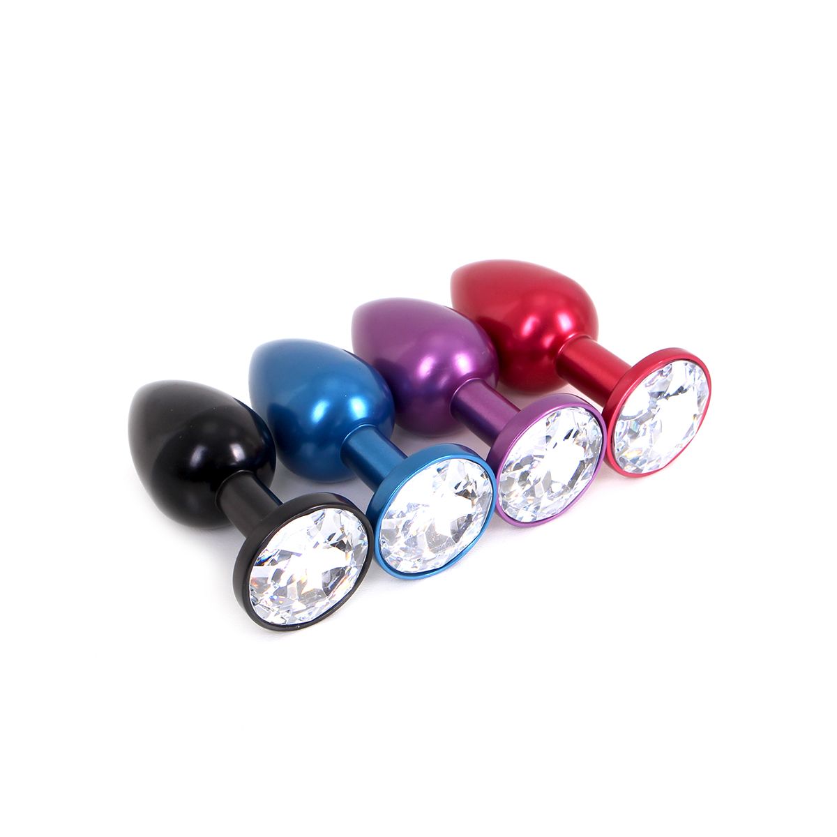 Aluminium Buttplug Red with Clear Gem - Afbeelding 2