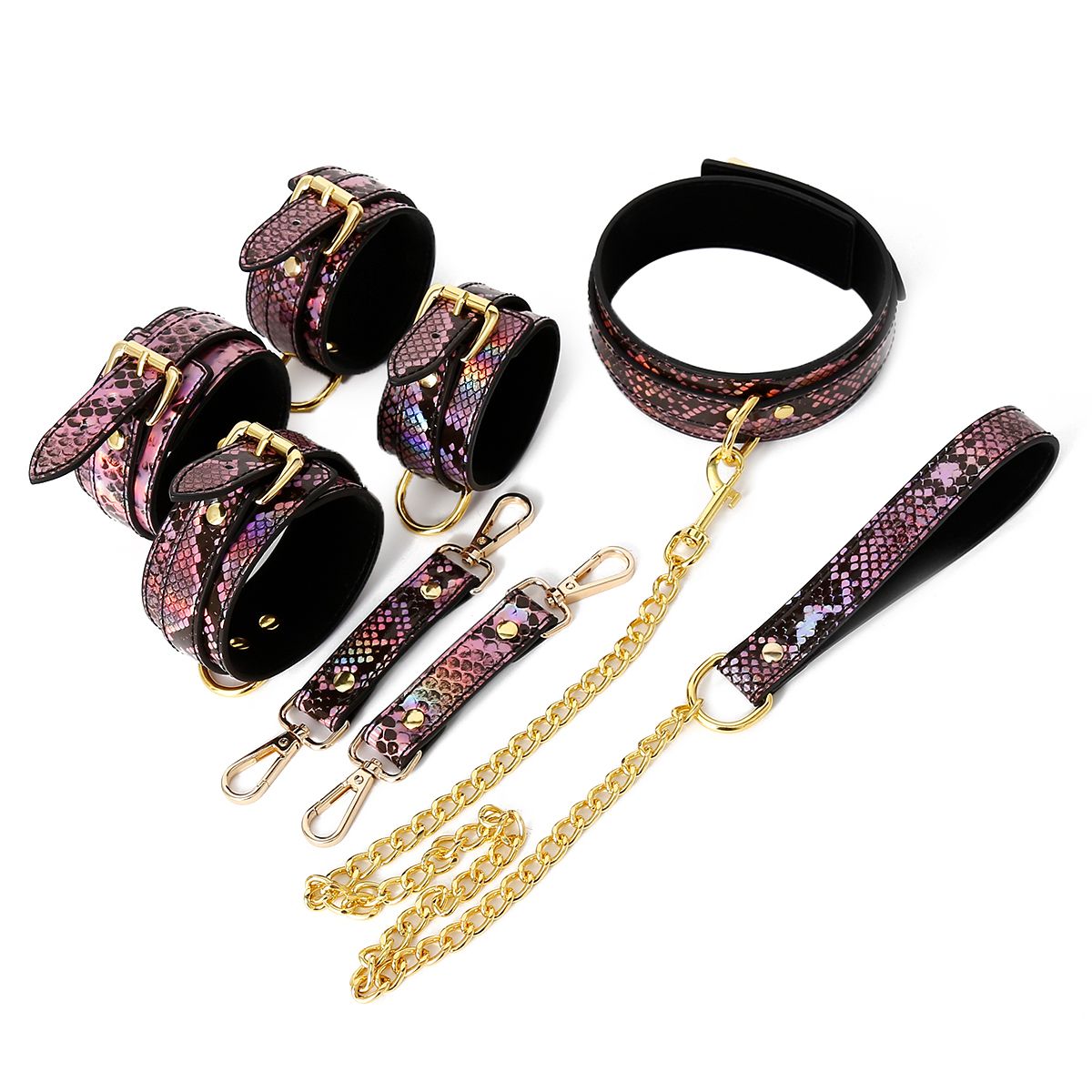 3 Piece BDSM Set GoldPink Reptile