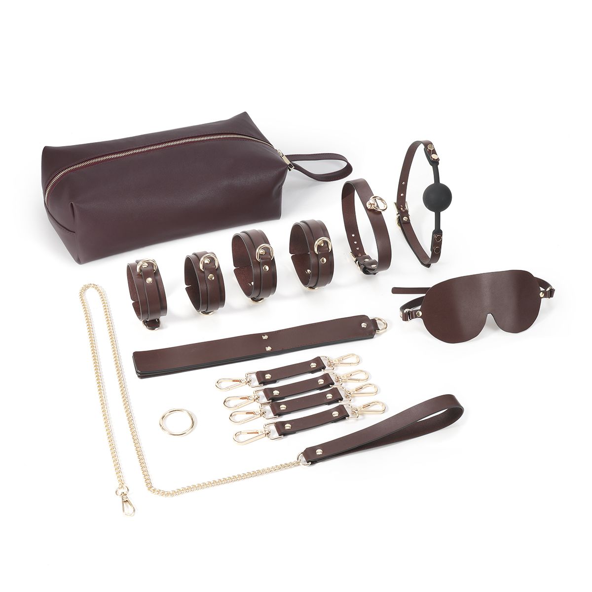 BDSM Fancy 9 Item Kit - Brown