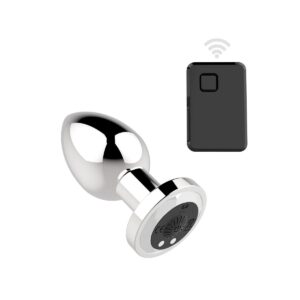 Chromed Steel Butplug with Remote