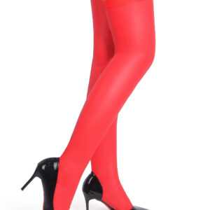 Rode matte PU-leren elastische kousen