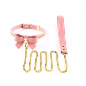 Sevanda Love Heart Butterfly Leather Collar Pink
